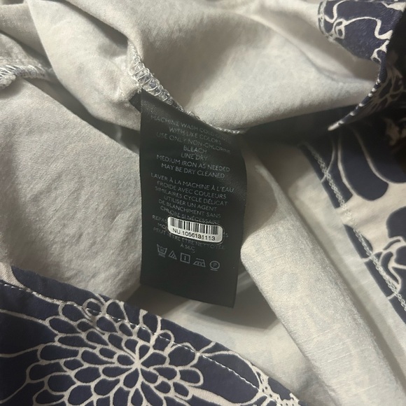 Anthropologie Navy and Cream Floral One-Shoulder Dress - Picture 3 of 7